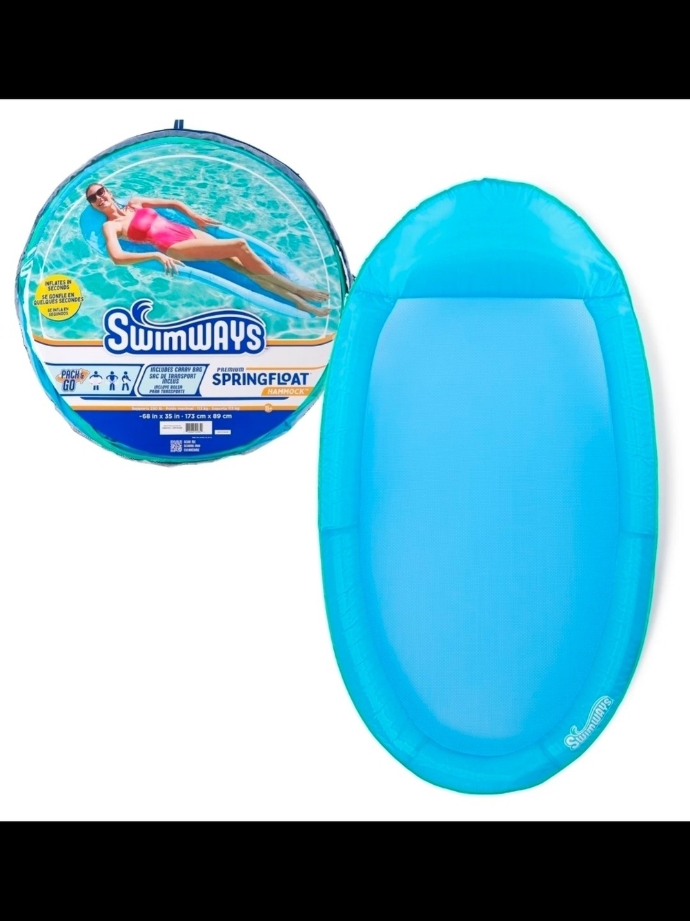Swimways Aqua Blue Springfloat Inflatable Pool Lounger